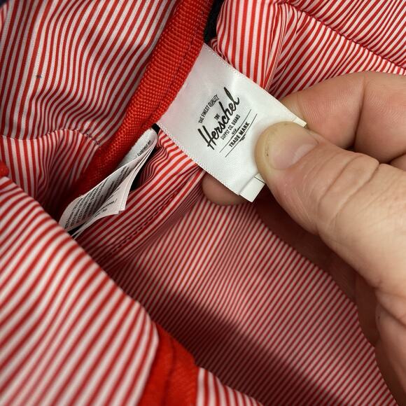 Herschel Backpack Pop Quiz 25L With Padded Laptop Compartment Navy Tan Leather - Picture 9 of 14